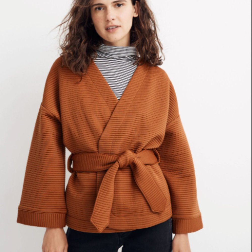 Madewell Texture & Thread Quilted Wrap Sweater